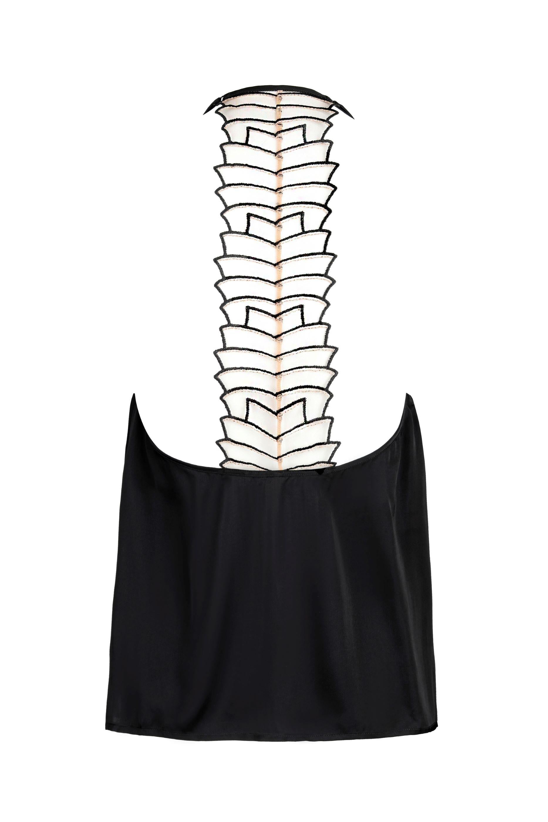 Top negru satin Cosmic Dream