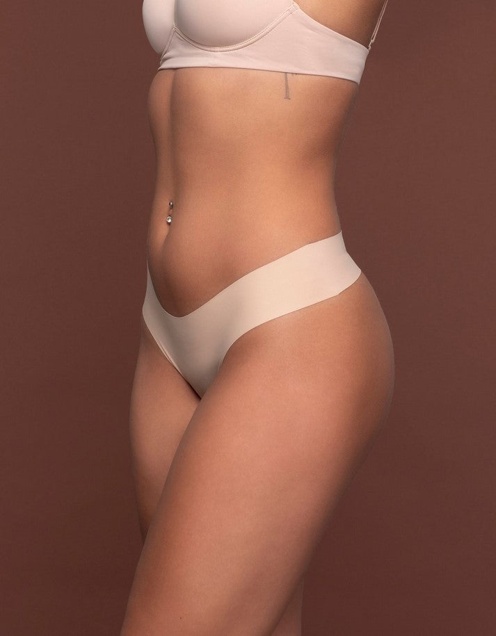 Set 2 chiloti tanga invizibili negru+nude